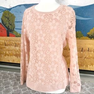 ADRIANNA PAPELL Size Large Warm Blush LS Knit Top